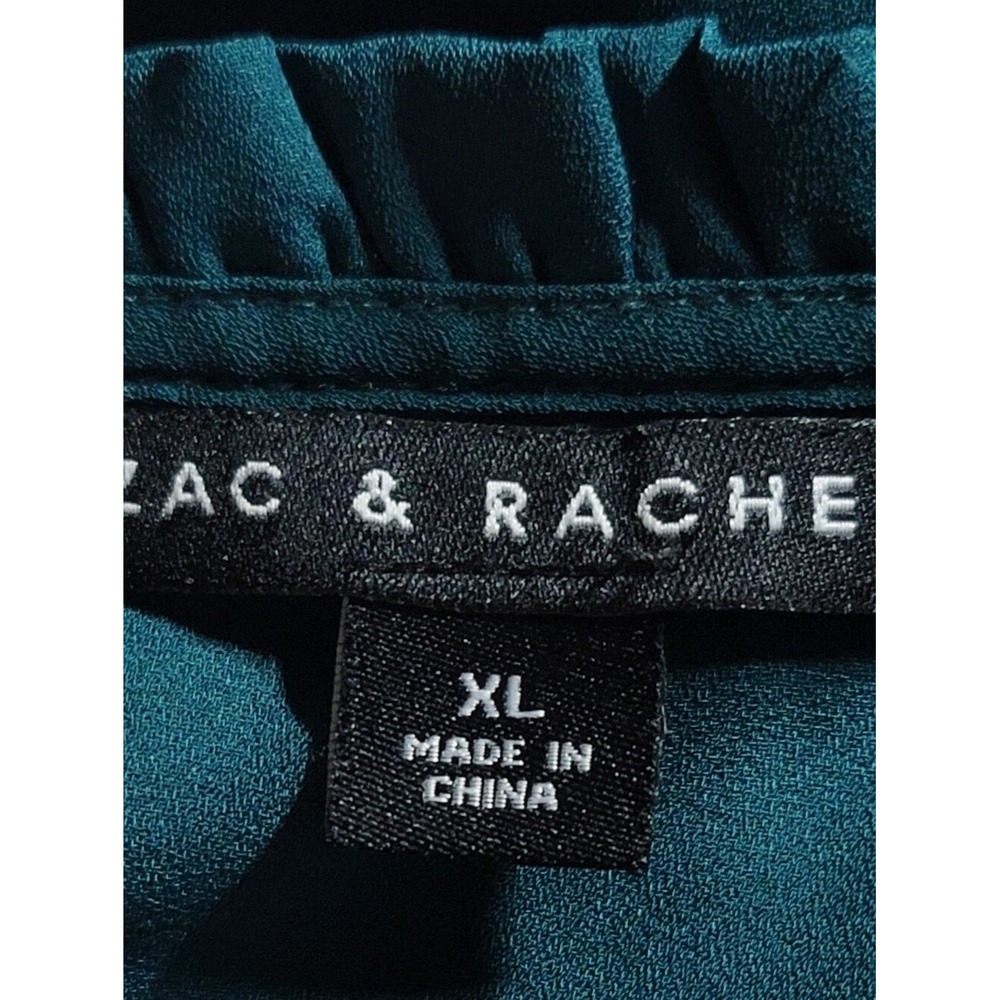 Zac & Rachel Teal Lace-Trim Peasant Boho Blouse - Picture 11 of 13